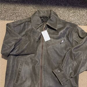 NWT Quince Distressed Leather oversized Motorcycle Jacket Large